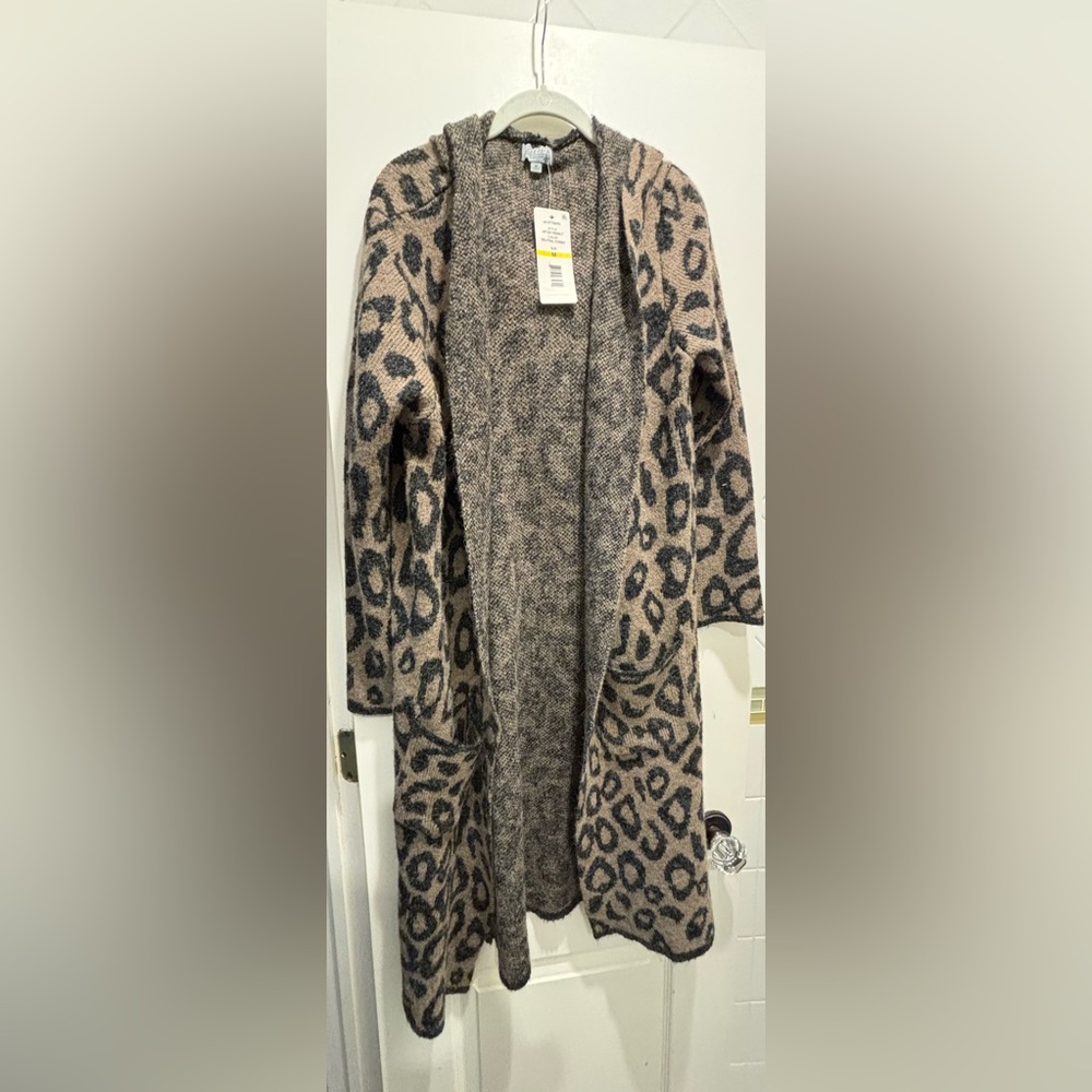 Joseph A Leopard Print Open Front Cardigan M